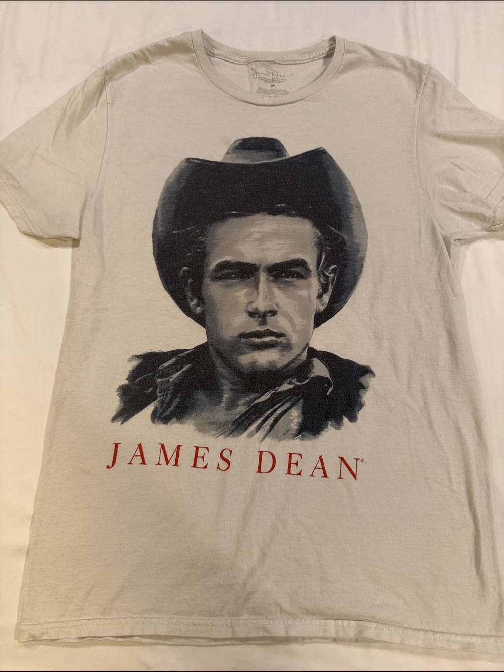 Vintage-Style White Short Sleeve Graphic Tee - James Dean Print